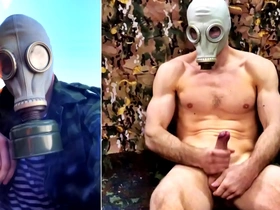 Hot russian soldier found a secret bunker where he jerks off and cums