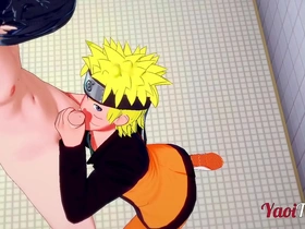 Naruto yaoi - naruto & sasuke having sex in school's restroom and cums in his mouth and ass. bareback anal creampie 1/2