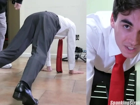 Straight boy spanked hard in a suit and tie