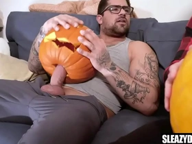 Dadcreep - stepdad and stepson fuck pumpkins on halloween