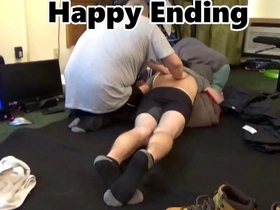 Happy ending massage gay gives me rub down and can't stay off my cock