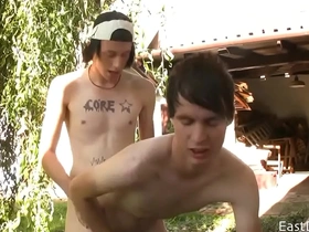 Village boys - outdoor bareback fuck - aiden and his buddy